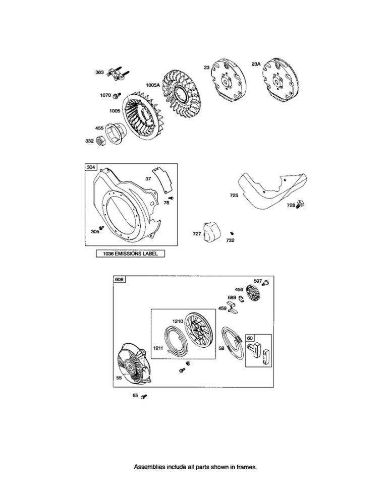 Blower Housing/Rewind Starter Diagram and Parts List for 121300 0014-0571 Briggs and Stratton Engine